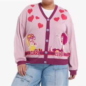 Disney Pixar Up Carl & Ellie Hearts Girls Cardigan‎ Plus Size Hot Topic